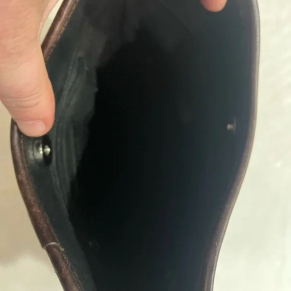 Brighton Gina Black Pebbled and Embossed Brown Trim Leather Hobo Bag (Used) - Picture 4 of 7